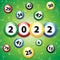 2022 green lottery balls background, vector illustration