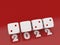 2022 Merry Christmas and Happy New Year. 3d rendering of  white  dice on red