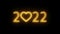 2022 Neon Heart Sign in black background. Motion video Animation New Year celebration Concept. Neon Yellow Glowing