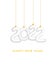 2022 New Year card. Design of Christmas decorations hanging on a gold chain gold number 2021