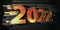 2022. New Year  geometric  number year design on dark background. Concept holidey with blurred lines. Abstract holiday banner