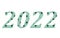 2022 new year! numbers made with beautiful seamless sunflower pattern with a green background