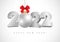 2022 silver 3D new year card with christmas ball