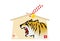 2022, Tiger Year, New Year`s card, roaring tiger votive tablet, brush drawing