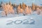 2022 written in the snow winter landscape greeting card