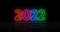 2022 year symbol glowing neon 3d lights