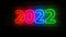 2022 year symbol neon on brick wall 3d