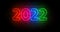 2022 year symbol neon on brick wall loop