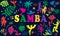 2023 Abstract Rio Brazilian Carnival music dance festival night party Samba dancers parade Sambadrome vector sign