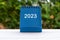 2023 blue colored desk calendar