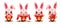 2023 Chinese New Year. Cute little rabbit greeting hand and holding blank red Chinese scroll. Year of the rabbit zodiac character