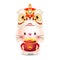 2023 Chinese new year, little rabbit with lion dance holding bag of gold,  year of the rabbit zodiac of Animal lucks