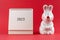 2023 Desk Calendar Year of Rabbit on red background