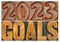 2023 goals in letterpress wood type