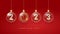 2023 Happy New Year in red. 2023 Golden metal number in glass bauble, decoration. Realistic 3d render metallic sign