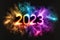 2023 Happy new year Silvester greeting card banner with burning golden sparklers shiny. Generative AI