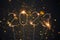 2023 Happy new year silvester greeting card with burning golden sparklers shiny glitter lights