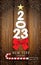 2023 New Year - loading, greeting card with paper numbers, red bow and golden star
