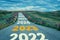 2023 New Year road trip travel and future vision concept .