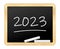 2023. Number written in chalk on a school board. Vector icon.