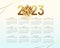 2023 office calendar template with golden flower design