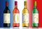 The 2023 vintage is written on four bottles of wines of different colors.