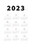 2023 year simple vertical calendar in chinese language, typographic calendar isolated on white