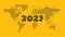 2023 year vector icon. World map background. Element for business, web design, page, infographic element