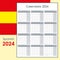 2024 calendar template. Yearly planner organizer for every day. Spanish.