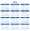 2024 english calendar, vertical. Modern vector illustration. Plan your year