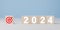 2024 Goal. Business growth concept in 2024. Business goals and achievement. Sustainable development. Wooden cubes inscripted 2024