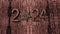 2024 Happy New Year 3D wood text texture