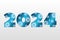 2024 Happy New Year blue gradient symbol with snowflakes. Vector greeting symbol isolated. Gradient sign for celebration,