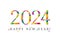 2024 Happy new year! Cheerful, colorful concept with vibrant colors.