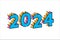 2024 Happy New Year Number Design Template