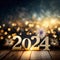 2024 Illuminations: New Year's Background with Dazzling Numbers and Sparkling Garlands