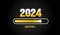 2024 loading bar Progress digital technology golden color background. happy new year 2024 loading bar.