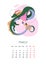 2024 new year calendar with Chinese green dragon and bouquet of flowers. Symbol Lunar New Year 2024