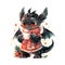 2024 New Year Cute christmas black dragon in watercolor style