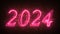 2024 new year design neon illuminated numbers with light. colorful abstract background. bright neon Happy New Year 2024,