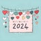 2024 new year greeting card banner, hand drawn style, AI generated, generative AI illustration