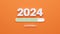 2024 New Year Loading. Features a progress bar on orange background. 3d illustration