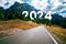 2024 New Year road trip travel and future vision bliss concept