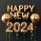 2024 New Year\\\'s Eve, Silvester 2024 Party, New Year Greeting Card, Happy New Year Party Font, Balloons and Confetti, AI Art