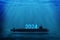2024 new year submarine in the deep sea