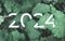 2024 New year white text hidden in natural green leaves