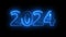 2024 number animate footage with neon light effect