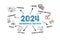 2024 Presidential Election Concept. Illustration with keywords, icons and arrows on a white background