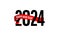 2024 with a sleek, modern graphic design featuring bold red ribbon. Perfect for holiday cards and banners. Vector