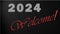 2024 WELCOME lettering with carbon graphic elements illustrated on dark background